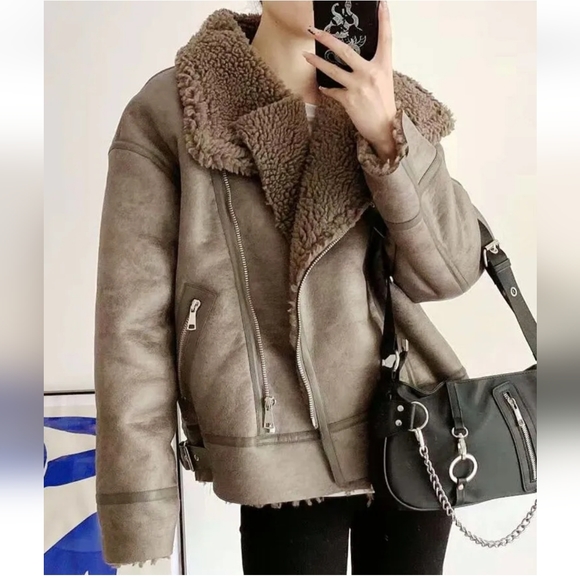 NWT ZARA DOUBLE FACED FAUX SHEARLING FUR JACKET - Picture 12 of 16